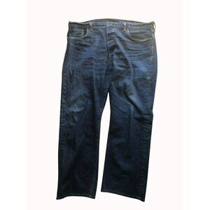 Levis Mens 501 Original Fit Button-Fly Jeans Sz 42x32 Dark Wash Cotton Denim
